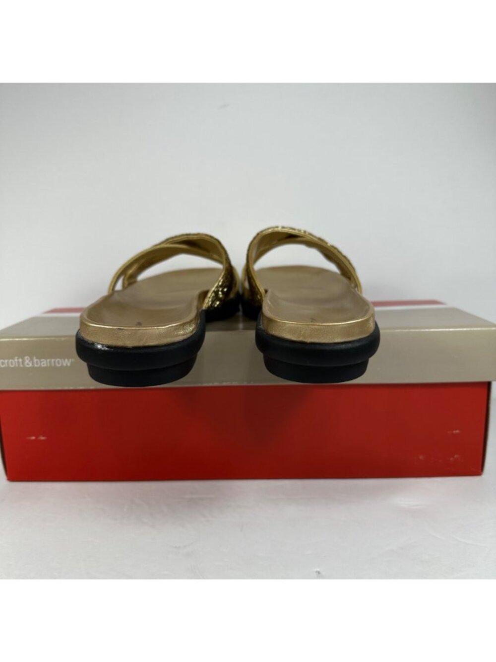 Womens Croft & Barrow Gold Beaded Strappy Slide Sandals  Size 9 M Beach Vacation - Picture 6 of 9